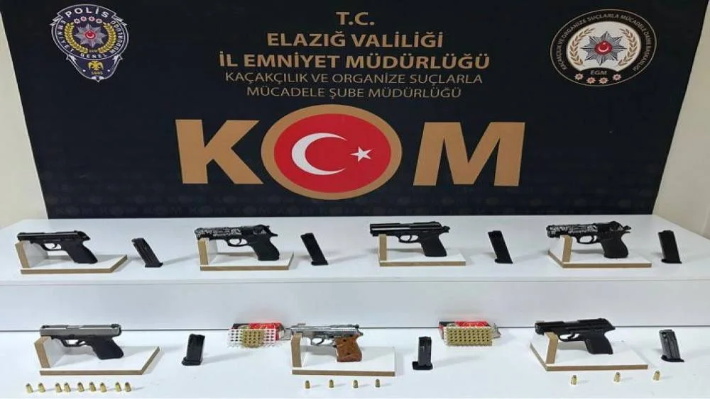 Elazığ’da Yasa Dışı Silah Ticaretine Darbe: 7 Tabanca ve 90 Fişek Ele Geçirildi!