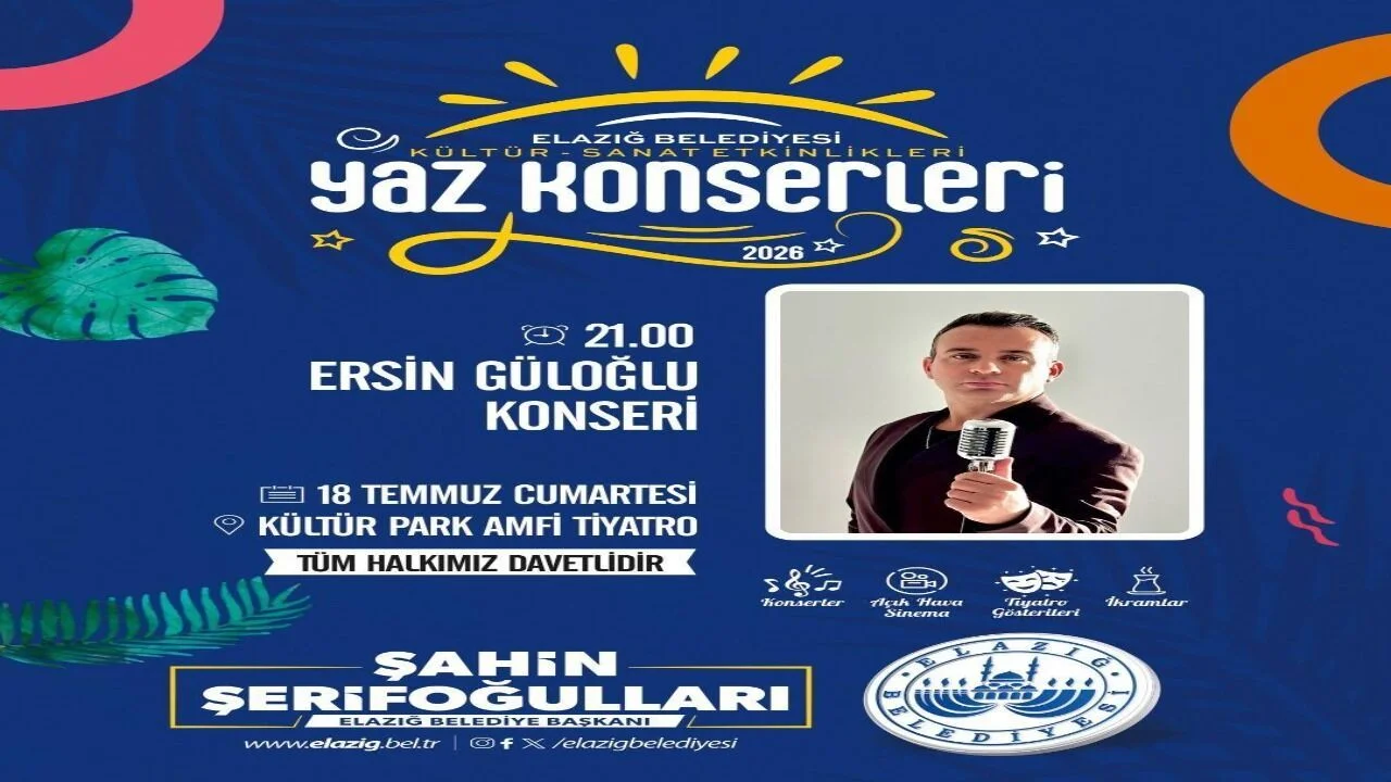 Elazığ’da Müzik Ziyafeti: Ersin Güloğlu Kültür Park’ta Sahne Alıyor