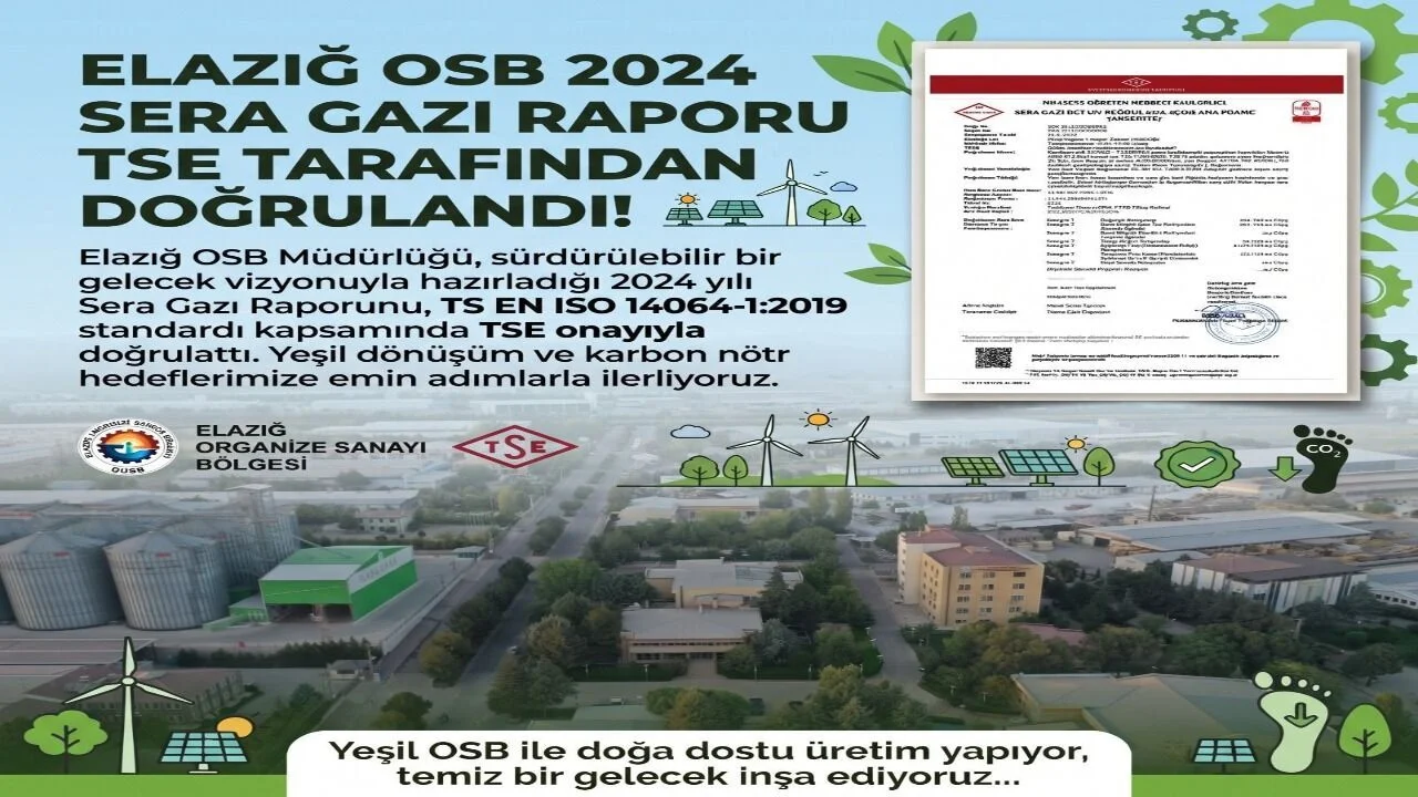 Elazığ OSB’de Yeşil Dönüşüm: Sera Gazı Raporu TSE Onaylı