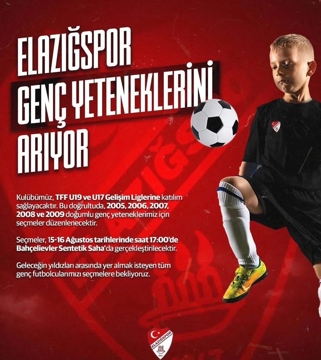 Elazığspor Alt Yapı Seçmeleri Yapacak