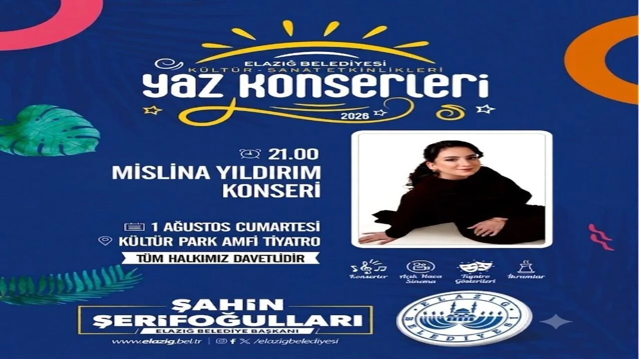 Elazığ’da Müzik Ziyafeti: Mislina Yıldırım Kültür Park’ta Sahne Alacak