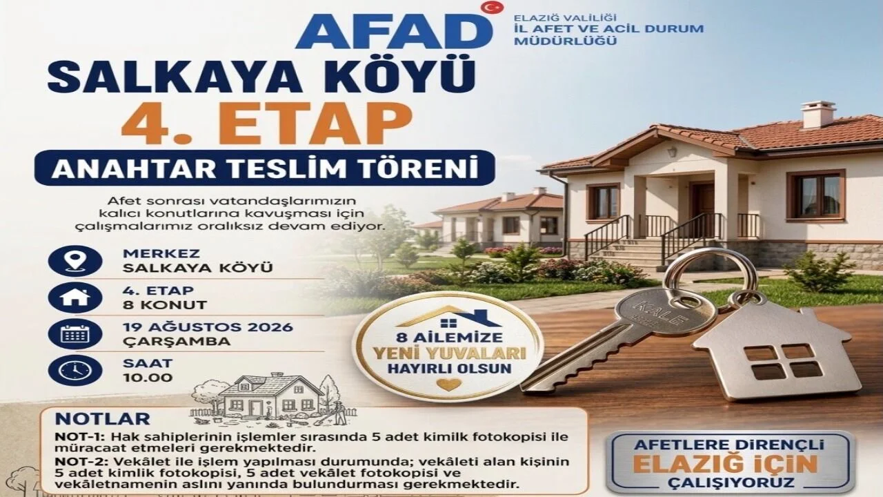 Elazığ Salkaya Köyü’nde Büyük Gün: 8 Yeni Konut Teslim Ediliyor