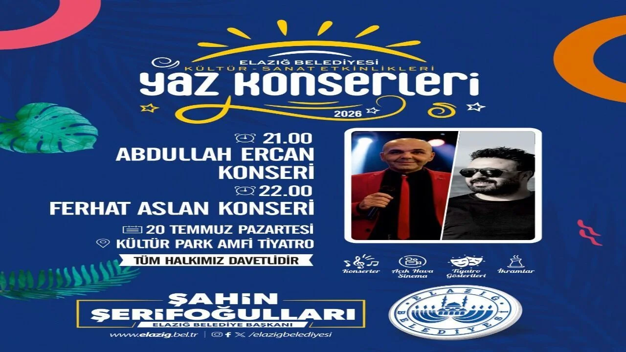 Elazığ’da Müzik Şöleni: Abdullah Ercan ve Ferhat Aslan Sahne Alıyor