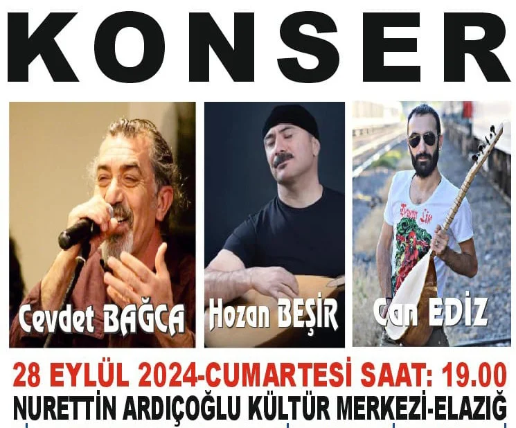 Cevdet Bağca, Hozan Beşir ve Can Ediz Elazığ’da Konser Verecek