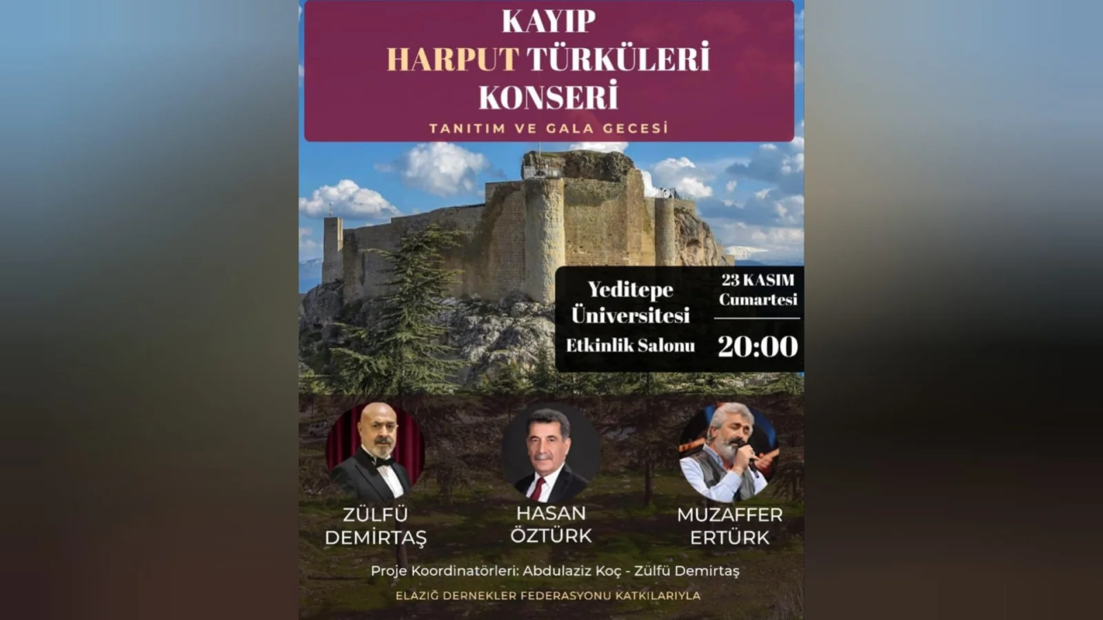 “Kayıp Harput Türküleri” Konseri 23 Kasım’da
