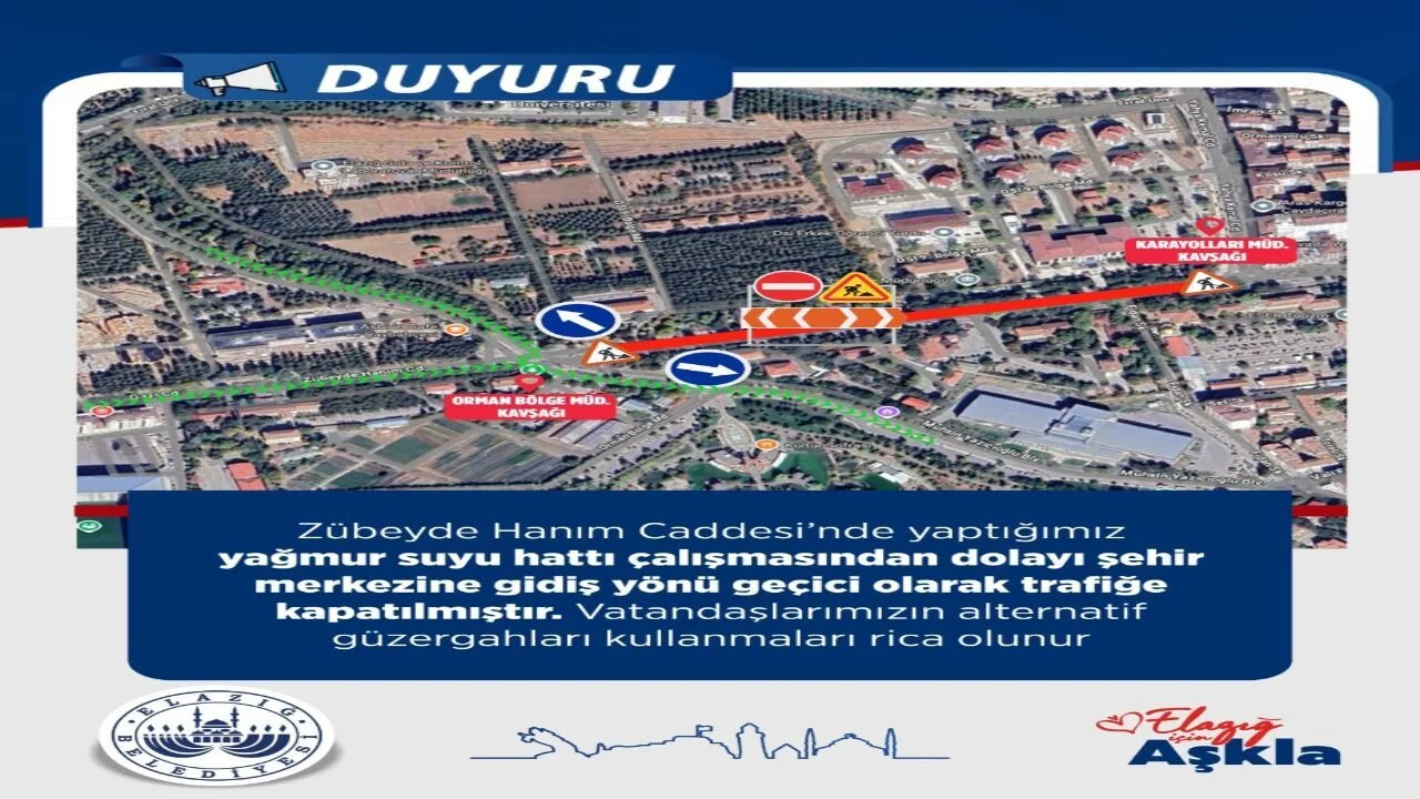 Zübeyde Hanım Caddesi’nde Altyapı Çalışması: Ulaşıma Geçici Kısıtlama