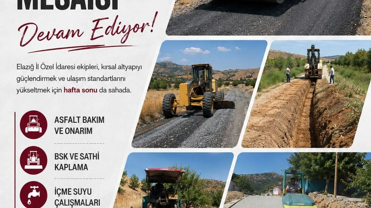Elazığ’da Kırsal Kalkınma Hamlesi: İl Özel İdaresi Hafta Sonu da Sahada