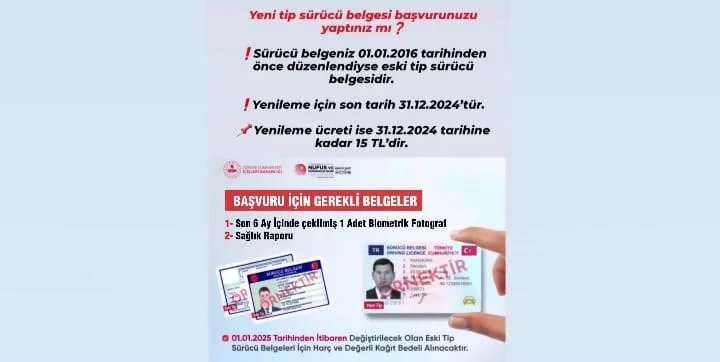 Sürücüler Dikkat! Son Tarih 31 Aralık 2024