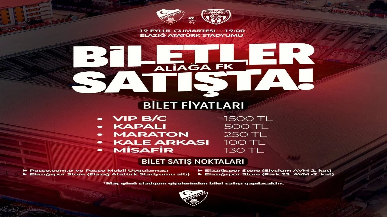 Elazığ Atatürk Stadyumu’nda Heyecan Başlıyor: Biletler Satışta!