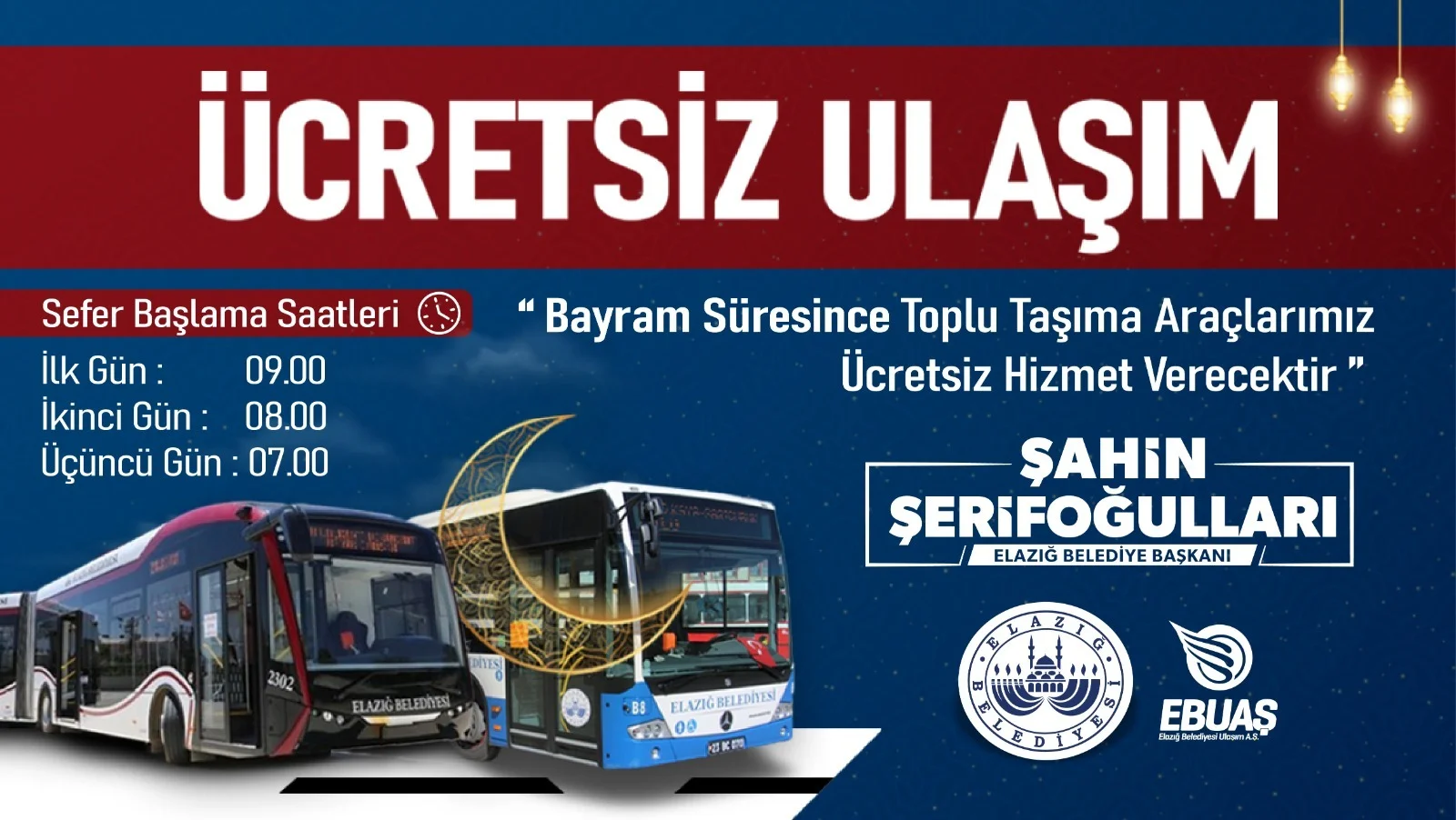 Elazığ Belediyesi’nden Ramazan Bayramı’nda Ücretsiz Ulaşım Hizmeti