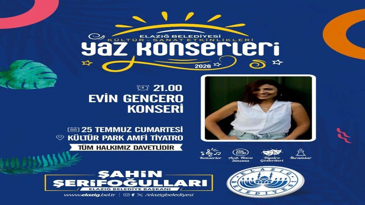 Elazığ’da Müzik Ziyafeti: Evin Gencero Bu Akşam Kültür Park’ta